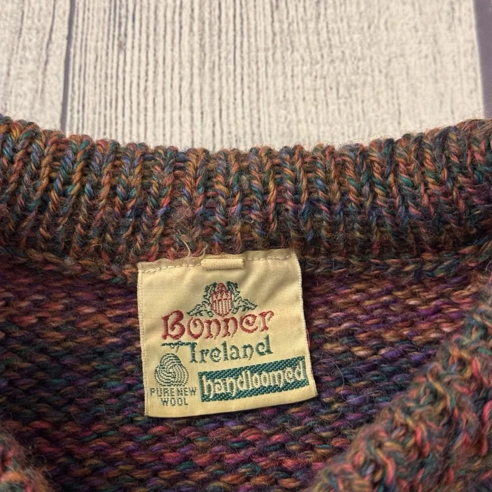Blarney Ireland Handloomed Pure New Wool Crewneck Sweater Multicolor Size L